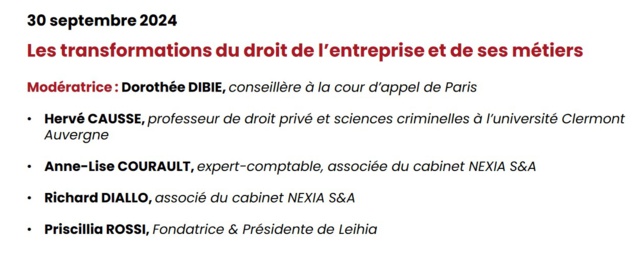 Les transformations du droit de l'entreprise et de ses métiers. Colloque à la Cour de cassation. Lien vers la vidéo.