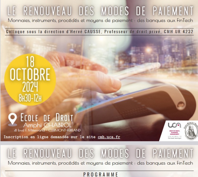 Le renouveau des modes de paiement. Matinée de colloque. 18 octobre 2024.