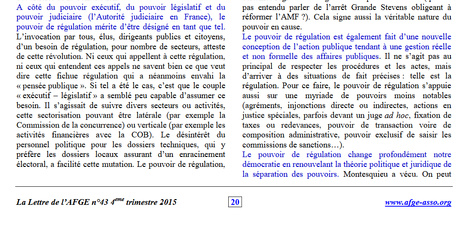 Le pouvoir de régulation (in La lettre de l'AFGE n° 43 / PJ)