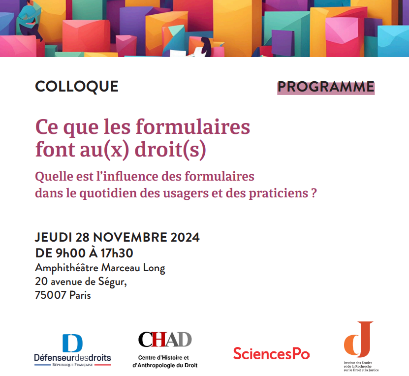 Ce que les formulaires font au(x) droit(s) (Colloque, 28 novembre 2024). Un bel angle à élargir !