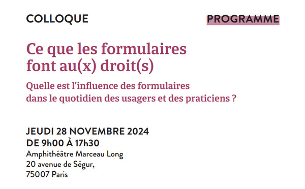 Ce que les formulaires font au(x) droit(s) (Colloque, 28 novembre 2024). Un bel angle à élargir !