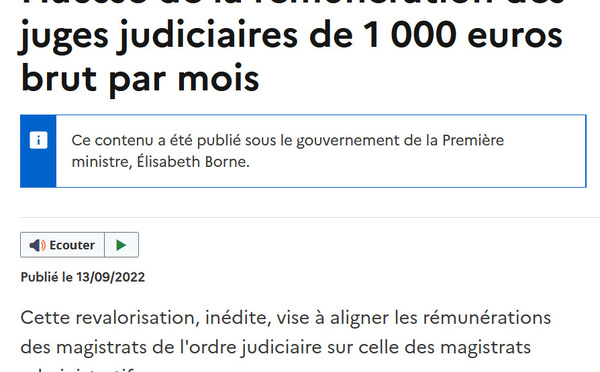 Le RN va demander la suppression de l'augmentation de 1 000 euros par mois qui a été octroyée aux magistrats quand le point d'indice est bloqué dans toute la fonction publique.