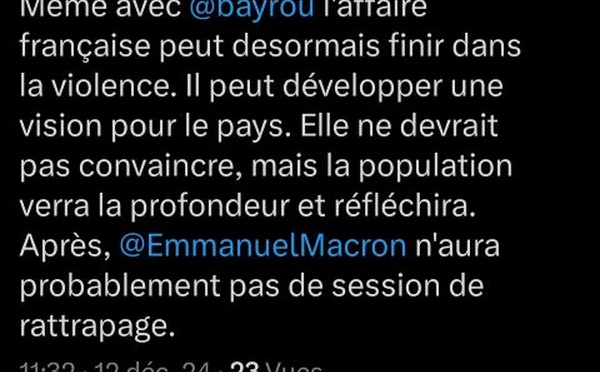 La République en danger ! Dans cette circonstance François BAYROU ne sera pas le plus mauvais ! Ni le plus mauvais choix.